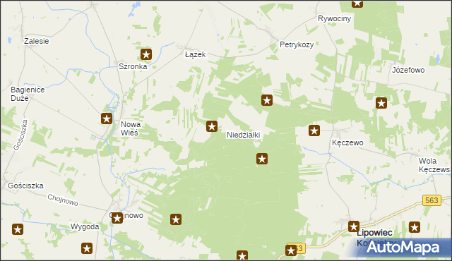 mapa Niedziałki gmina Kuczbork-Osada, Niedziałki gmina Kuczbork-Osada na mapie Targeo