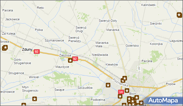 mapa Niedźwiada gmina Łowicz, Niedźwiada gmina Łowicz na mapie Targeo