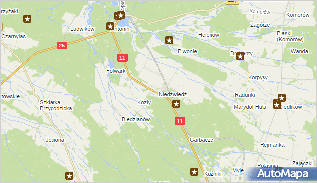 mapa Niedźwiedź gmina Ostrzeszów, Niedźwiedź gmina Ostrzeszów na mapie Targeo