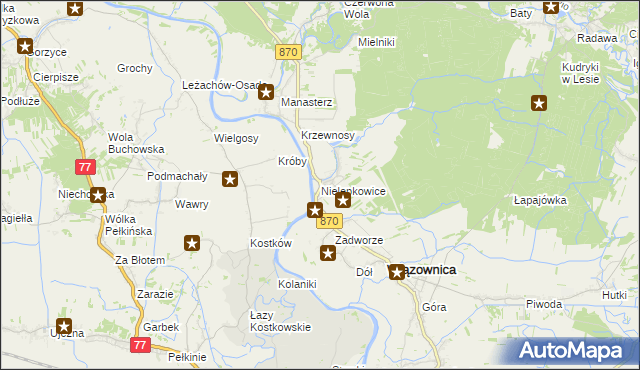 mapa Nielepkowice, Nielepkowice na mapie Targeo