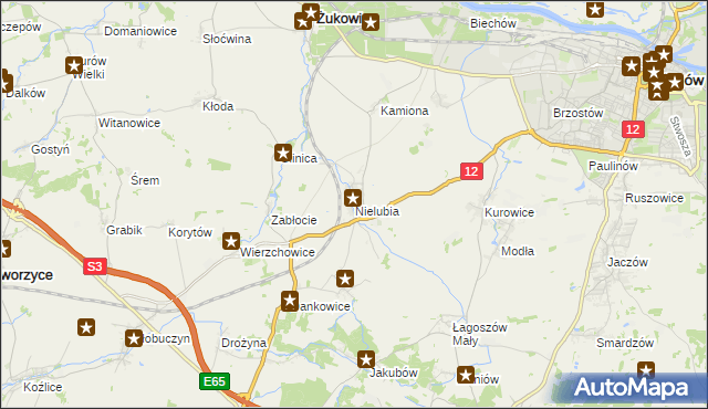 mapa Nielubia, Nielubia na mapie Targeo