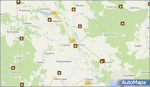 mapa Niemica gmina Golczewo, Niemica gmina Golczewo na mapie Targeo