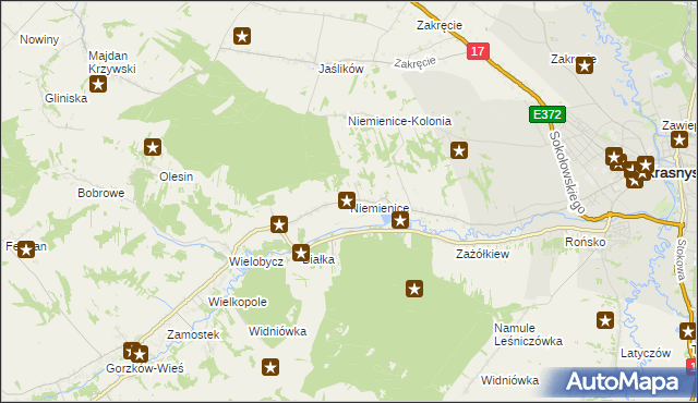 mapa Niemienice gmina Krasnystaw, Niemienice gmina Krasnystaw na mapie Targeo