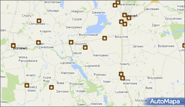 mapa Niemojewo gmina Choceń, Niemojewo gmina Choceń na mapie Targeo