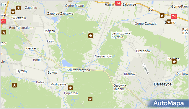 mapa Niestachów gmina Daleszyce, Niestachów gmina Daleszyce na mapie Targeo