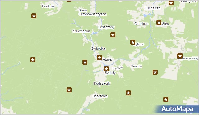 mapa Nietupa, Nietupa na mapie Targeo