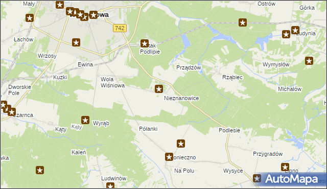 mapa Nieznanowice gmina Włoszczowa, Nieznanowice gmina Włoszczowa na mapie Targeo