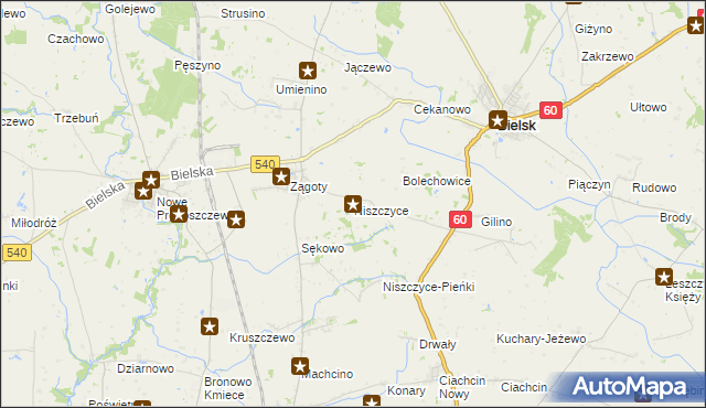 mapa Niszczyce, Niszczyce na mapie Targeo