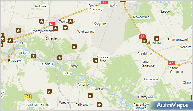 mapa Niwiska Górne, Niwiska Górne na mapie Targeo