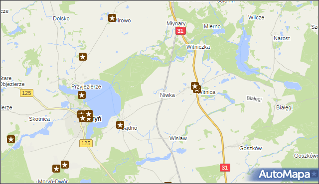 mapa Niwka gmina Moryń, Niwka gmina Moryń na mapie Targeo