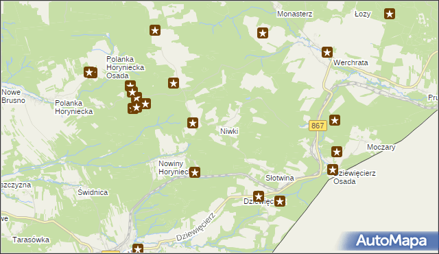 mapa Niwki gmina Horyniec-Zdrój, Niwki gmina Horyniec-Zdrój na mapie Targeo