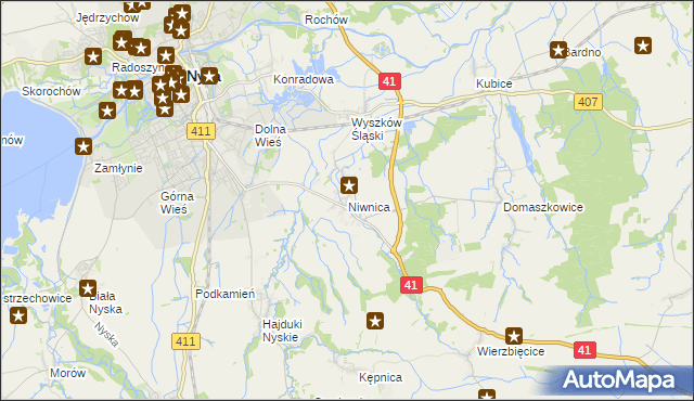 mapa Niwnica, Niwnica na mapie Targeo