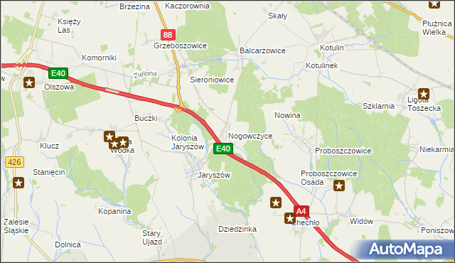 mapa Nogowczyce, Nogowczyce na mapie Targeo