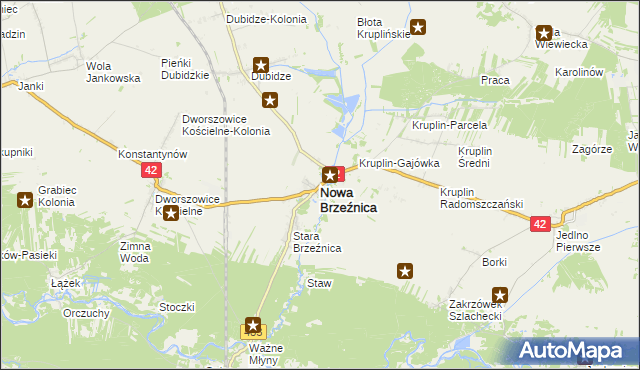 mapa Nowa Brzeźnica, Nowa Brzeźnica na mapie Targeo