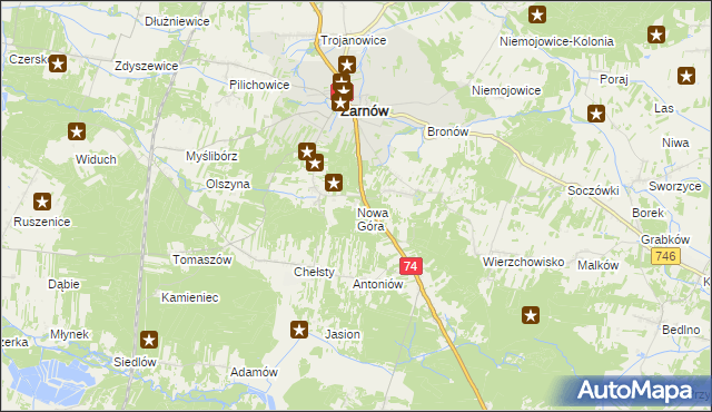 mapa Nowa Góra gmina Żarnów, Nowa Góra gmina Żarnów na mapie Targeo