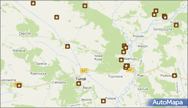 mapa Nowa Ruda gmina Turośl, Nowa Ruda gmina Turośl na mapie Targeo