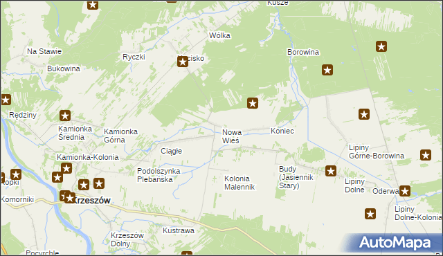 mapa Nowa Wieś gmina Harasiuki, Nowa Wieś gmina Harasiuki na mapie Targeo