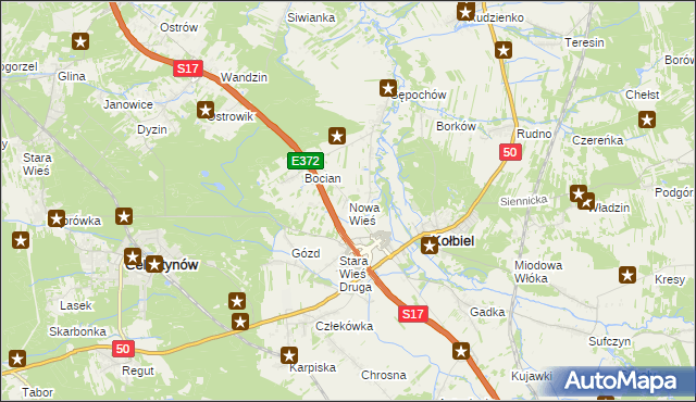 mapa Nowa Wieś gmina Kołbiel, Nowa Wieś gmina Kołbiel na mapie Targeo