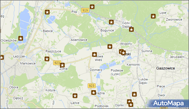 mapa Nowa Wieś gmina Lyski, Nowa Wieś gmina Lyski na mapie Targeo