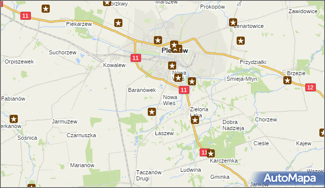mapa Nowa Wieś gmina Pleszew, Nowa Wieś gmina Pleszew na mapie Targeo