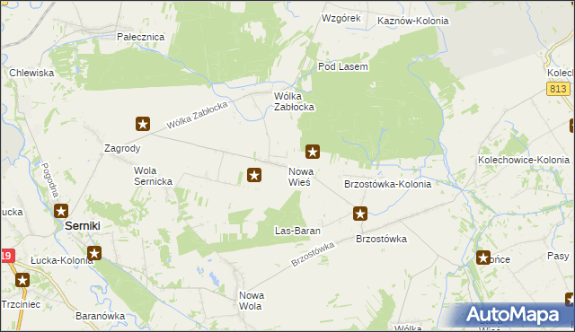 mapa Nowa Wieś gmina Serniki, Nowa Wieś gmina Serniki na mapie Targeo