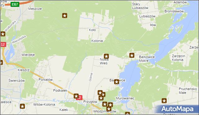 mapa Nowa Wieś gmina Sulejów, Nowa Wieś gmina Sulejów na mapie Targeo