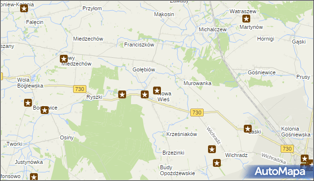 mapa Nowa Wieś gmina Warka, Nowa Wieś gmina Warka na mapie Targeo