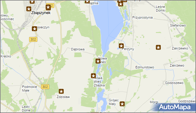 mapa Nowa Wieś gmina Zbąszyń, Nowa Wieś gmina Zbąszyń na mapie Targeo