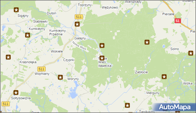 mapa Nowa Wieś Iławecka, Nowa Wieś Iławecka na mapie Targeo