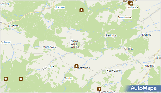 mapa Nowa Wieś Mała gmina Paszowice, Nowa Wieś Mała gmina Paszowice na mapie Targeo