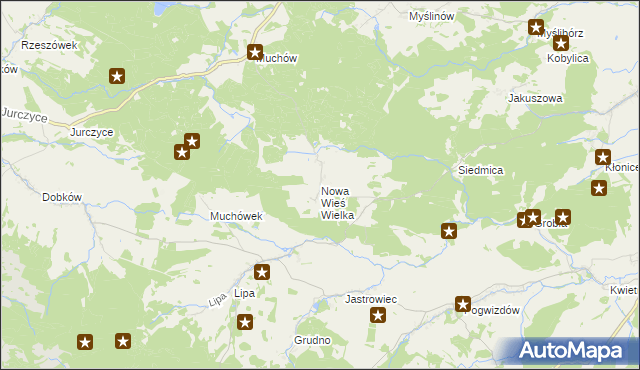 mapa Nowa Wieś Wielka gmina Paszowice, Nowa Wieś Wielka gmina Paszowice na mapie Targeo