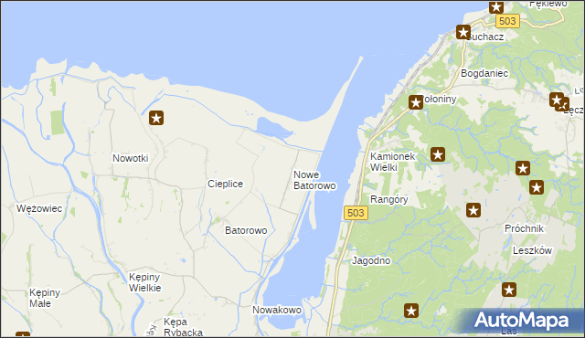 mapa Nowe Batorowo, Nowe Batorowo na mapie Targeo