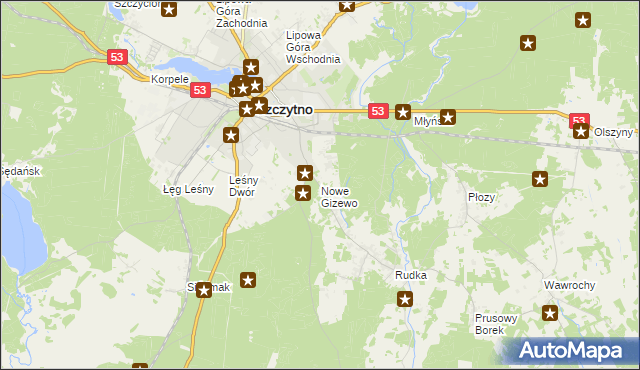 mapa Nowe Gizewo, Nowe Gizewo na mapie Targeo
