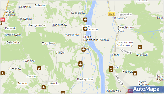 mapa Nowe gmina Ożarów, Nowe gmina Ożarów na mapie Targeo