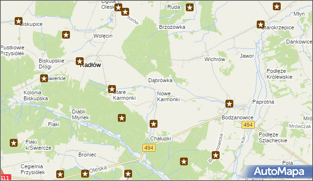 mapa Nowe Karmonki, Nowe Karmonki na mapie Targeo