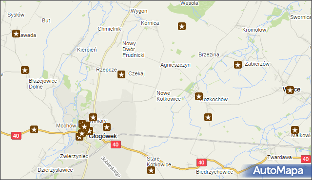 mapa Nowe Kotkowice, Nowe Kotkowice na mapie Targeo