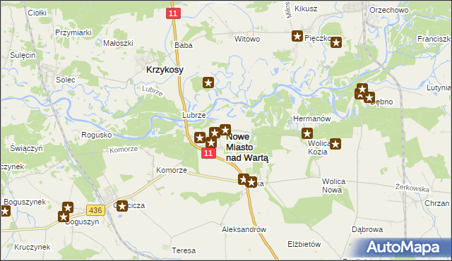 mapa Nowe Miasto nad Wartą, Nowe Miasto nad Wartą na mapie Targeo