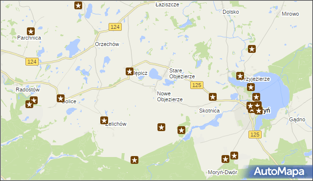 mapa Nowe Objezierze, Nowe Objezierze na mapie Targeo