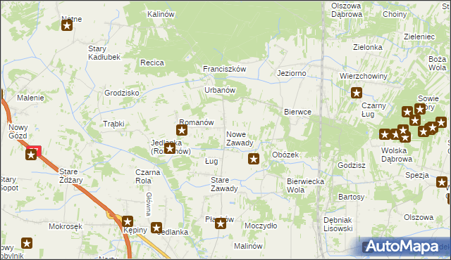 mapa Nowe Zawady, Nowe Zawady na mapie Targeo