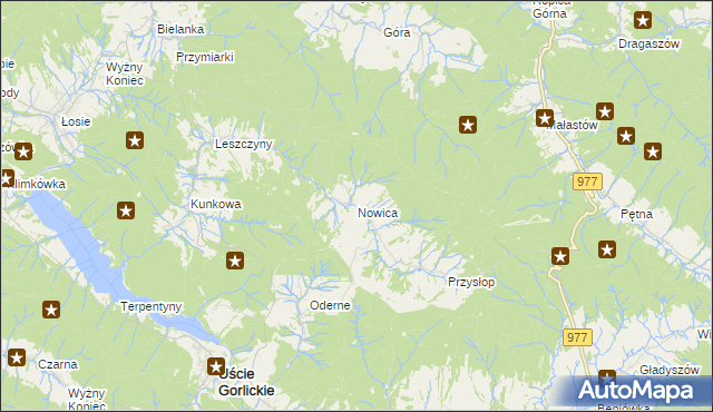 mapa Nowica gmina Uście Gorlickie, Nowica gmina Uście Gorlickie na mapie Targeo