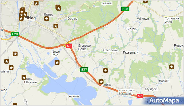 mapa Nowina gmina Elbląg, Nowina gmina Elbląg na mapie Targeo