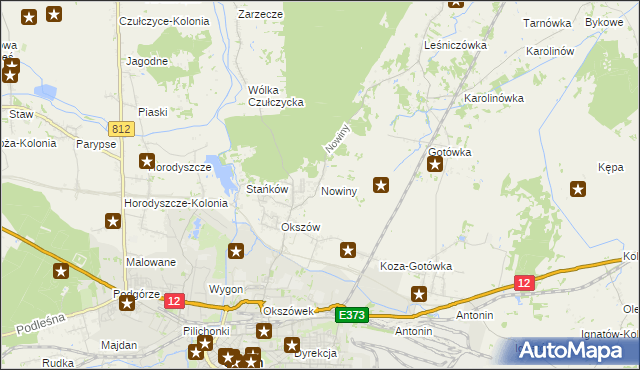 mapa Nowiny gmina Chełm, Nowiny gmina Chełm na mapie Targeo