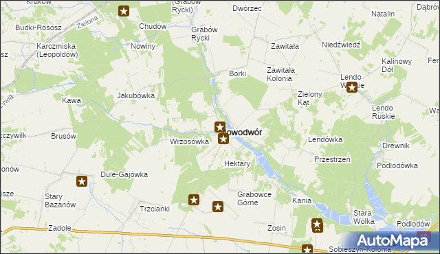 mapa Nowodwór powiat rycki, Nowodwór powiat rycki na mapie Targeo