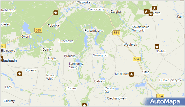 mapa Nowogród gmina Golub-Dobrzyń, Nowogród gmina Golub-Dobrzyń na mapie Targeo