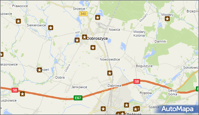 mapa Nowosiedlice, Nowosiedlice na mapie Targeo