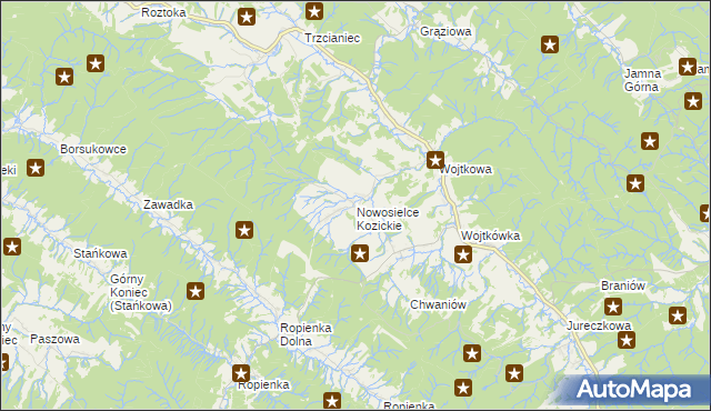 mapa Nowosielce Kozickie, Nowosielce Kozickie na mapie Targeo