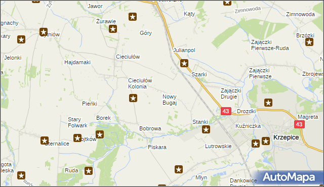 mapa Nowy Bugaj, Nowy Bugaj na mapie Targeo