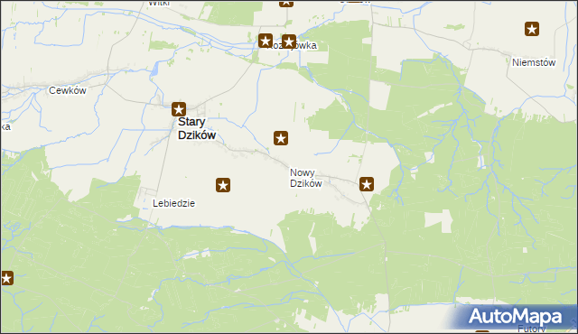 mapa Nowy Dzików, Nowy Dzików na mapie Targeo