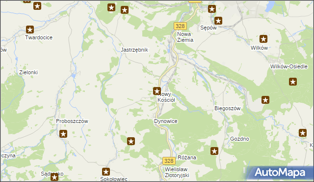 mapa Nowy Kościół, Nowy Kościół na mapie Targeo