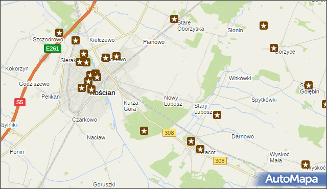 mapa Nowy Lubosz, Nowy Lubosz na mapie Targeo